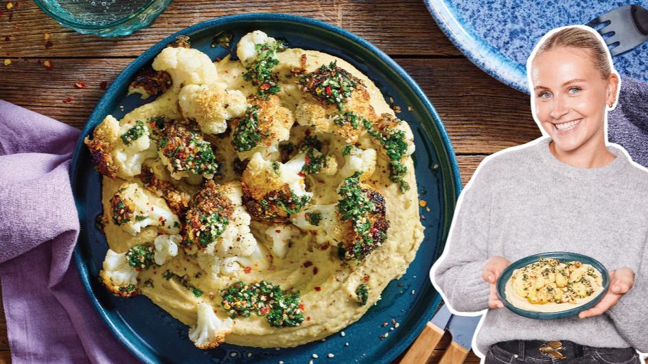 Gerösteter Blumenkohl mit Hummus