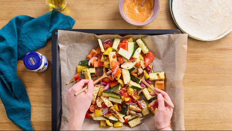 Halloumi Wrap mit Ofengemüse