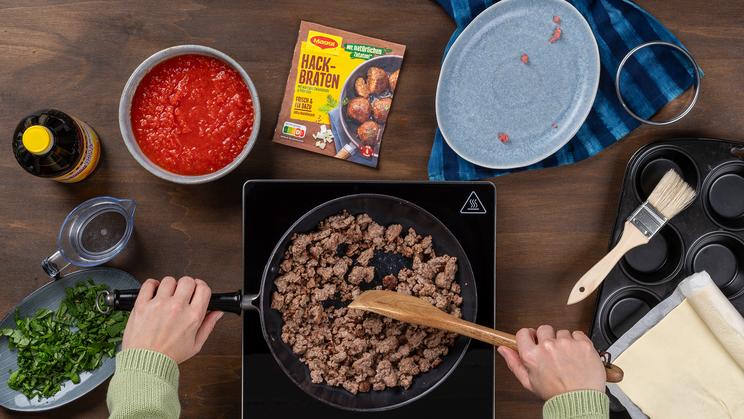 Hackfleisch-Blätterteig-Törtchen