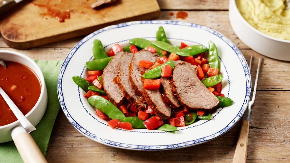 Rinderbraten mit karamellisiertem Gemüse