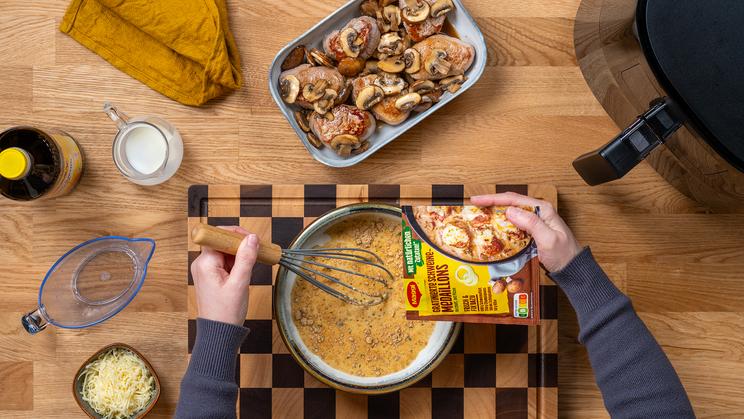Gratinierte Schweinemedaillons im Airfryer