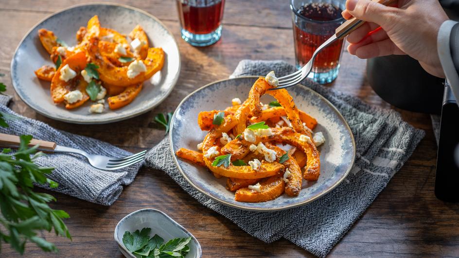 Kürbis mit Feta im Airfryer