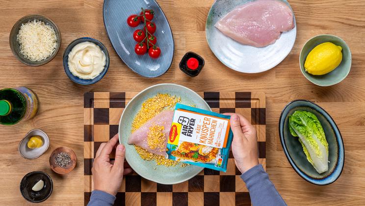 Chicken Caesar Schnitzel im Airfryer