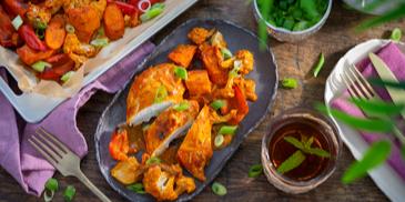 Tandoori-Hähnchen mit Ofengemüse