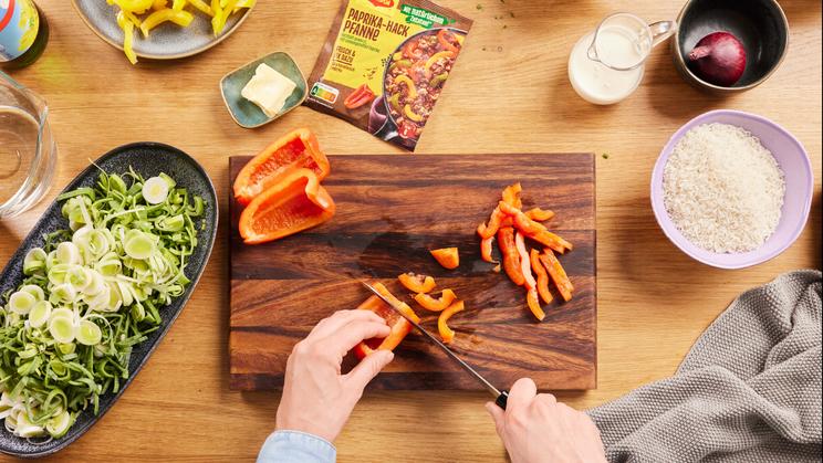 Paprika-Hack-Pfanne mit Reis