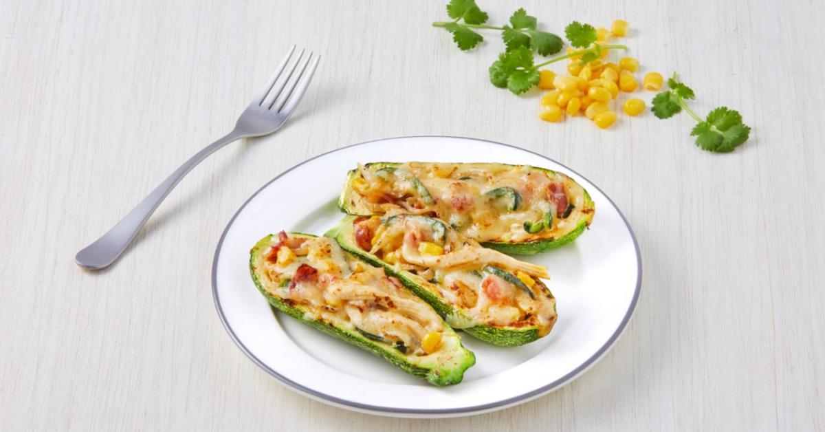 Calabacín relleno de rodajas con crema