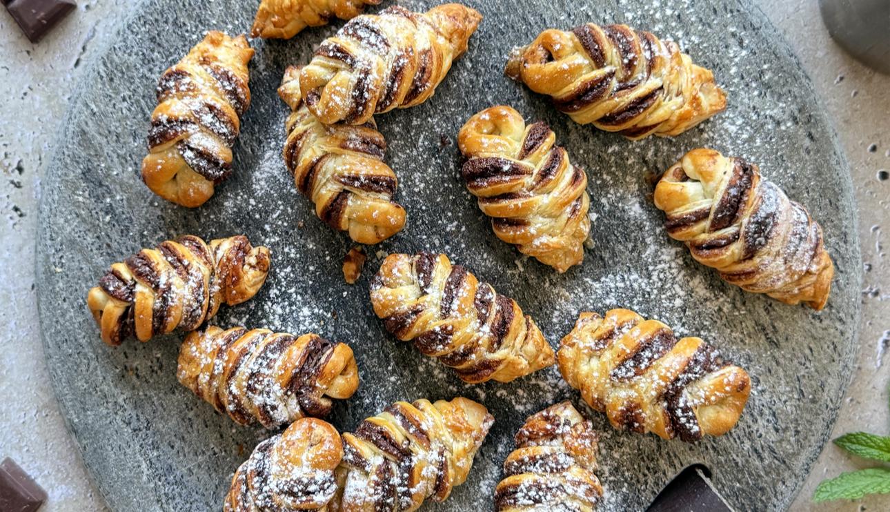 Espigas de hojaldre y chocolate