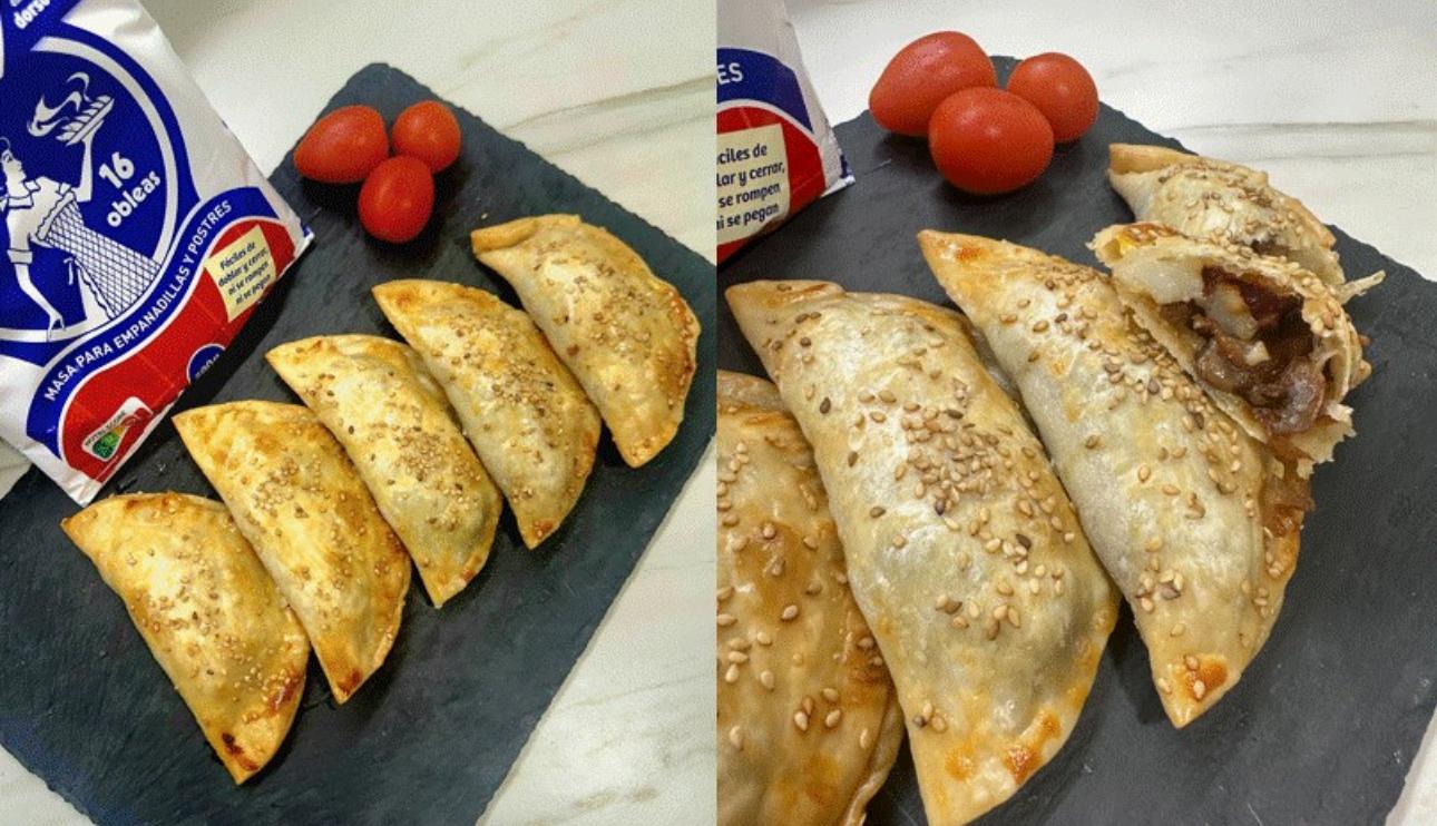 Empanadillas de cebolla caramelizada al Pedro Ximenez con champiñones y queso de cabra de Teresa Soler Mañe de Barcelona (Barcelona)