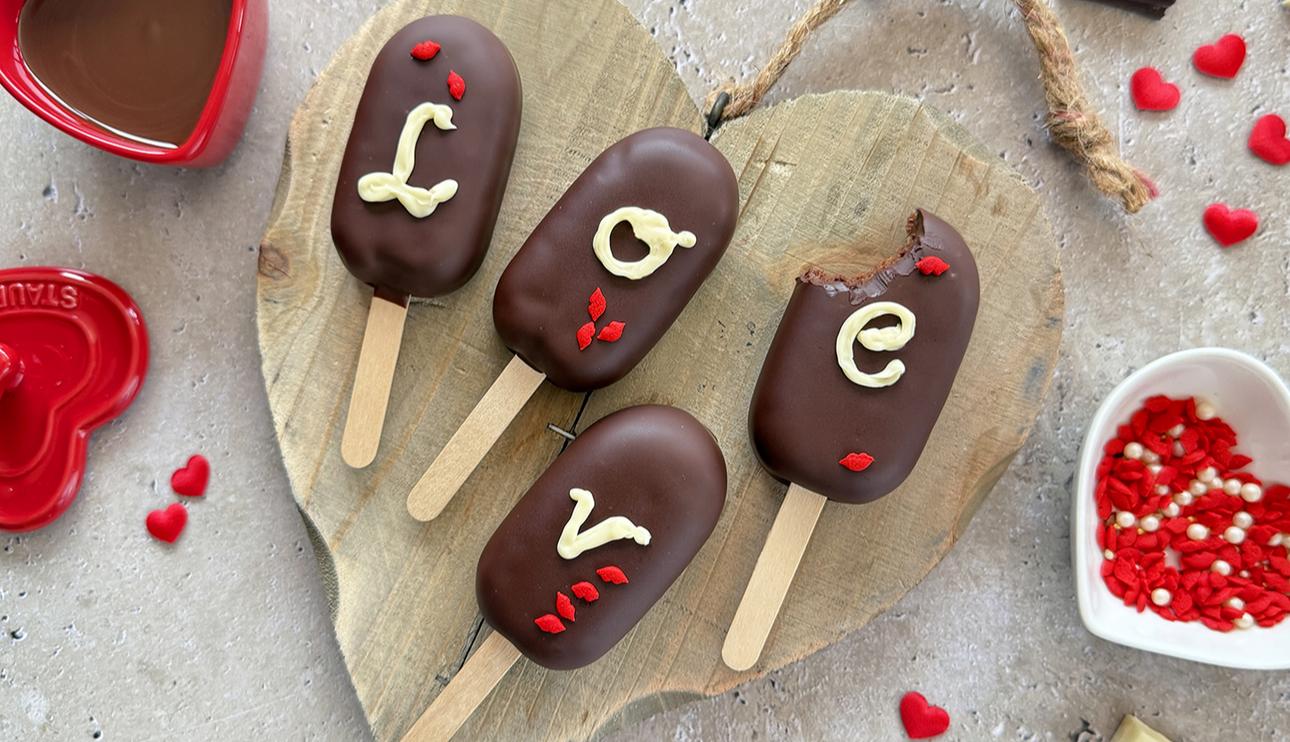 Falsos helados de chocolate para San Valentín