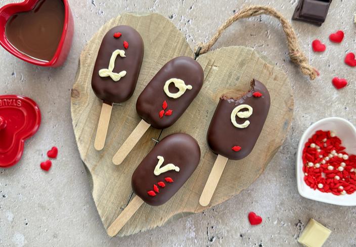 Falsos helados de chocolate para San Valentín