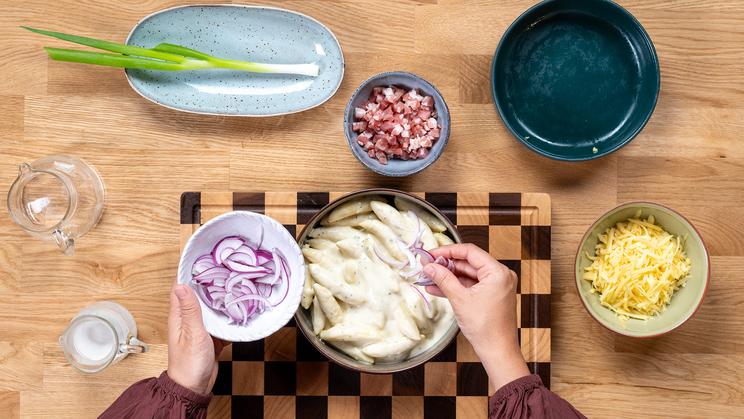 Schupfnudeln Flammkuchen-Style im Airfryer