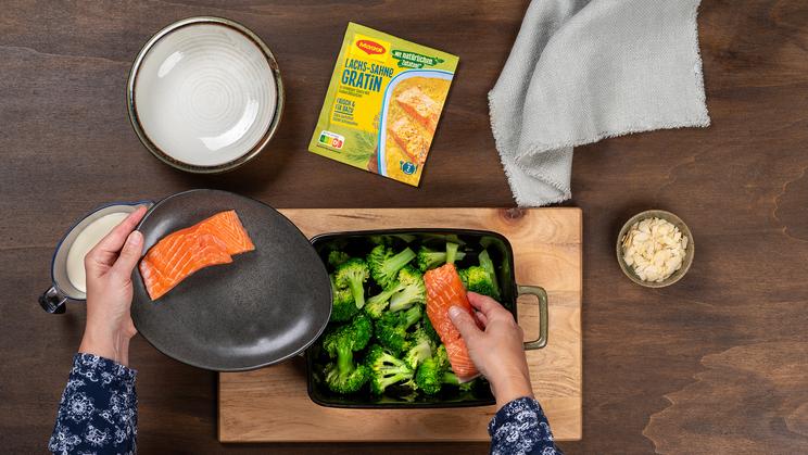 Brokkoli-Lachs-Gratin