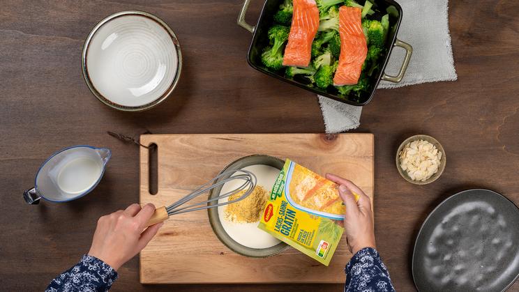 Brokkoli-Lachs-Gratin