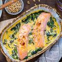 Lachs-Auflauf mit Spinat