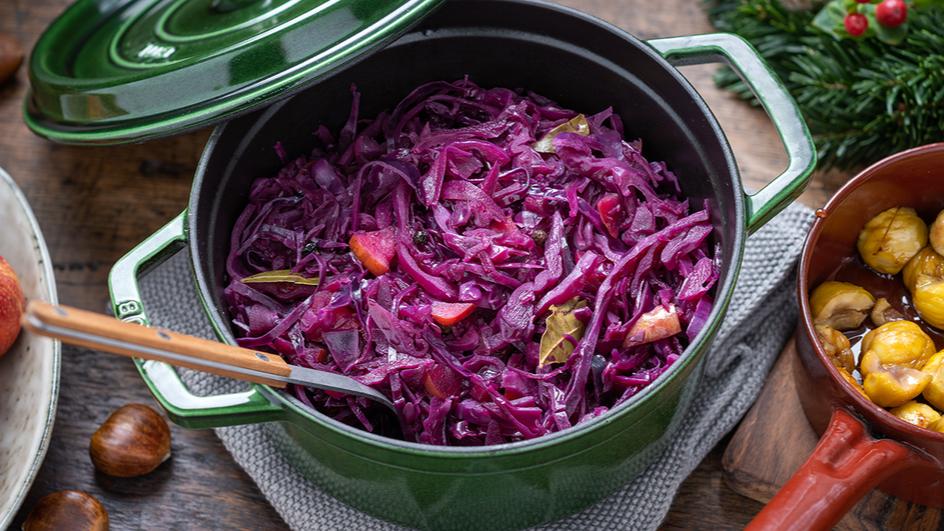 Apfel-Rotkohl mit glasierten Maronen