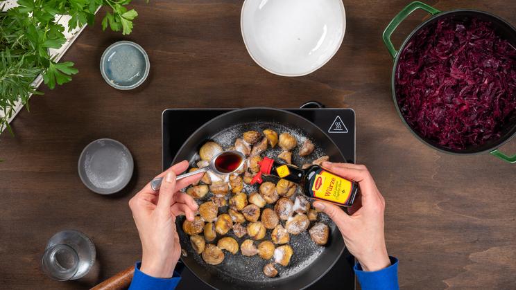 Apfel-Rotkohl mit glasierten Maronen