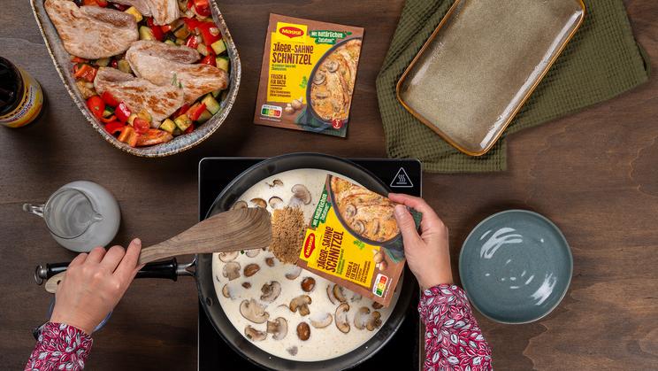 Jäger-Schnitzel mit Ratatouille-Gemüse