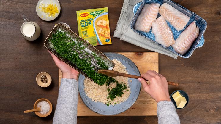 Seelachs mit Zitronenkruste