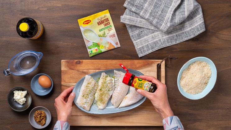 Backfisch mit Senf-Kräuter-Sauce