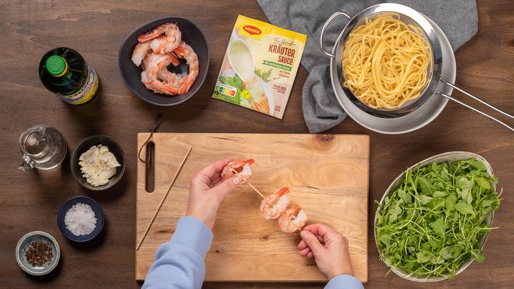 Garnelen-Rucola-Pasta