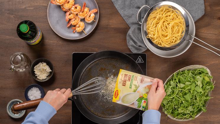 Garnelen-Rucola-Pasta