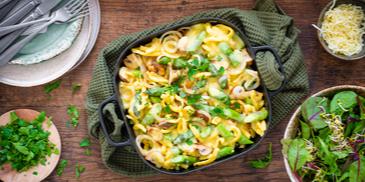 Spätzle-Spargel-Pfanne mit Champignons