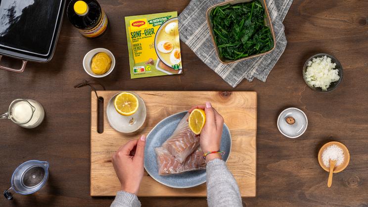 Ofenfisch auf Blattspinat