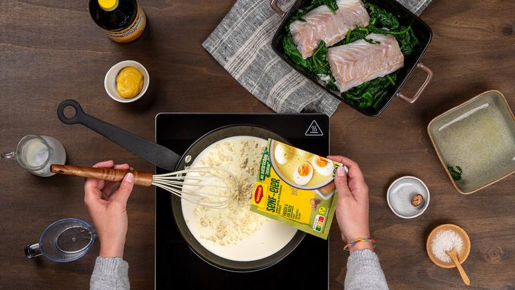 Ofenfisch auf Blattspinat