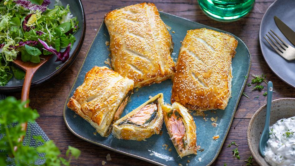 Lachsfilet in Blätterteig