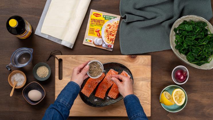 Lachsfilet in Blätterteig