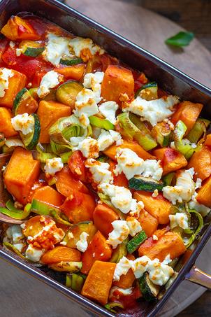 Süßkartoffel-Auflauf mit Feta