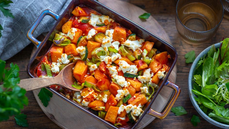Süßkartoffel-Auflauf mit Feta