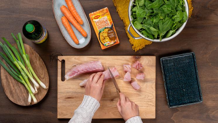 Fisch Curry mit Blattspinat