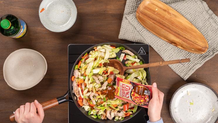 Spitzkohl Sweet Chili mit Schweinefilet