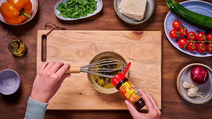 Marinierter Halloumi mit Grillgemüse