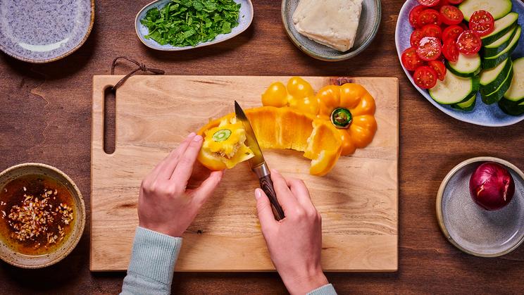 Marinierter Halloumi mit Grillgemüse