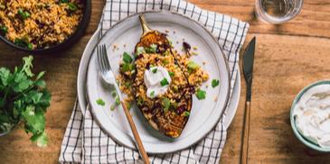 Gefüllte Aubergine mit Bulgur