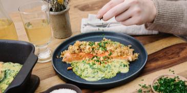 Lachs-Spinat-Gratin mit Knusperhaube