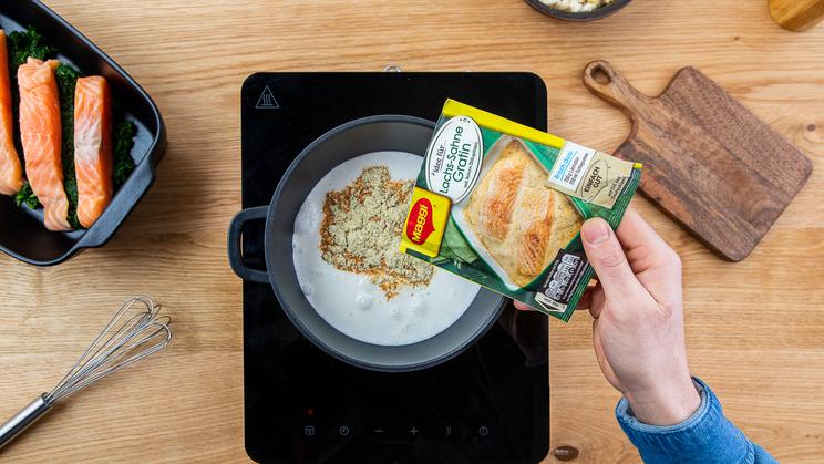 Lachs-Spinat-Gratin mit Knusperhaube