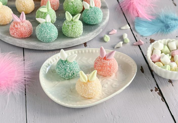 Mini brigadeiros de coco para Pascua