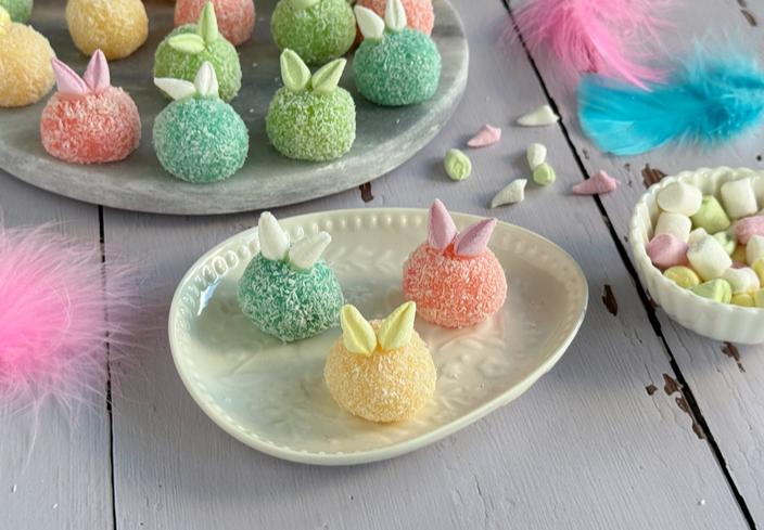 Mini brigadeiros de coco para Pascua