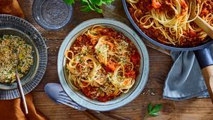 Asia Bolognese mit Zitronenpanko