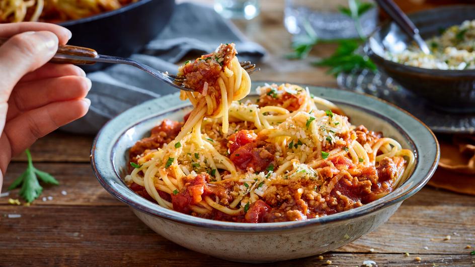 Asia Bolognese mit Zitronenpanko