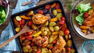 Balsamico-Hähnchen mit Ofengemüse