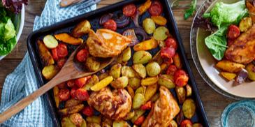 Balsamico-Hähnchen mit Ofengemüse