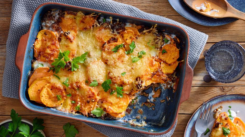 Süßkartoffel-Hackfleisch-Auflauf
