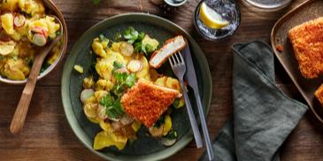 Veganes Schnitzel mit Kartoffelsalat