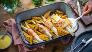 Gratinierter Spargel mit Zitronenkartoffeln