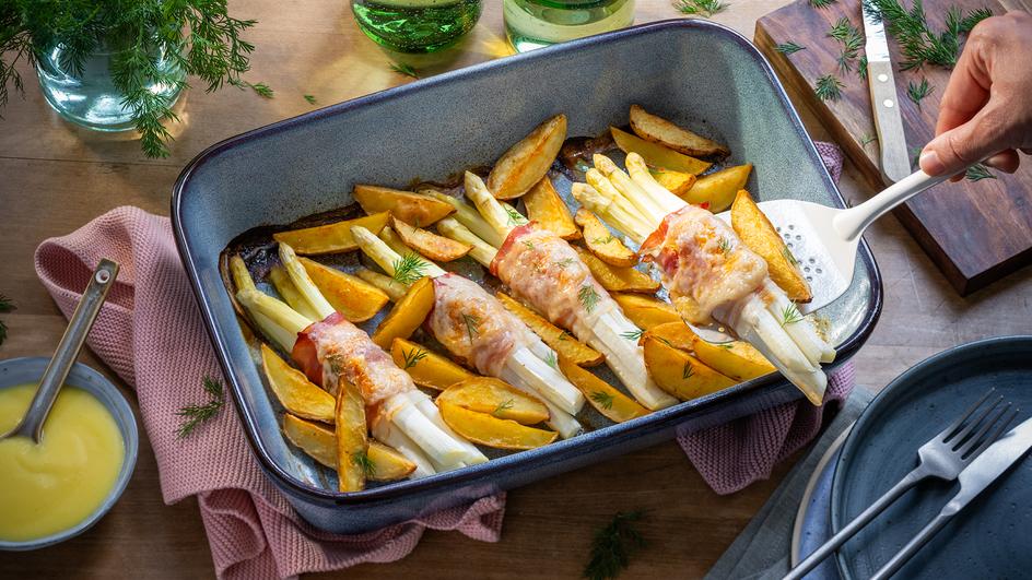 Gratinierter Spargel mit Zitronenkartoffeln
