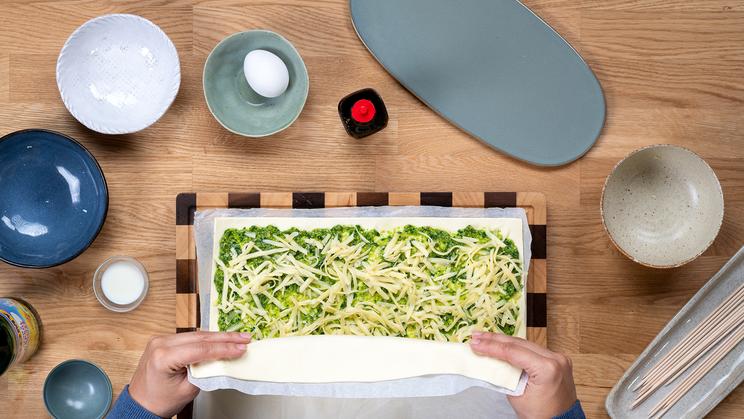 Pesto-Blätterteig Tannenbäume